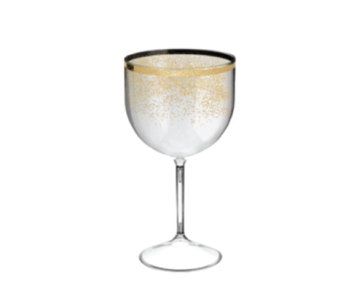Taça de Gin com Borda Dourada e Glitter